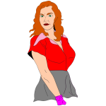 Vector image of man looking woman in red shirt