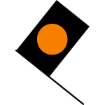 Vector graphics of black with orange circle flag