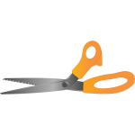 Vector illustration of pair of open orange scissors