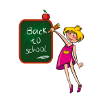 Girl writing on a blackboard vector illustration