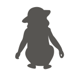 Vector image of silhouette of a girl in a hat crouching