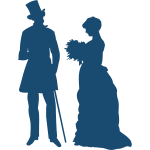 Old-fashioned couple silhouette vector image