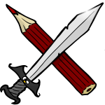 Sword and pencil vector drawing