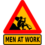 Vector clip art of men at work warning sign