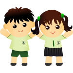 Boy and girl in school uniform vector drawing