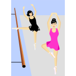 Vector drawing of women at dance practice