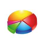 Vector image of 3D colorful pie chart exploded view