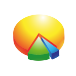 Vector illustration of predominant orange pie chart