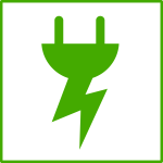 Vector graphics of eco green electricity icon with thin border