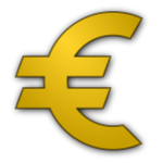 Euro currency symbol in gold vector illustration