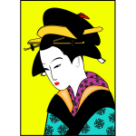 Japanese woman in color kimono vector image