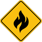 Vector image of yellow fire sign