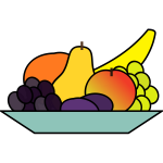 Vector graphics of plate of fruits drawing