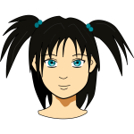 Vector clip art of anime girl with long hair