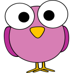 Purple large eyed bird illustration