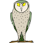 Vector clip art of big grey owl with yellow eyes