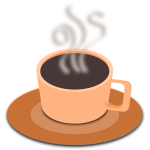 Vector clip art of orange cup of coffee with saucer