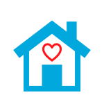 Vector illustration of home built with love icon