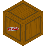 Vector image of of a wooden crate with a fragile load