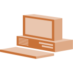 Brown desktop computer vector clip art