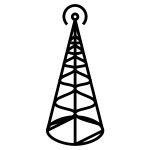 Radio transmitter antenna with round base vector illustration