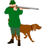 Hunter with scent hound vector clip art