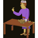 Vector illustration of king counting his money