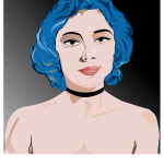 Woman with blue hair