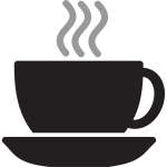 Vector drawing of steaming coffee or tea cup with saucer