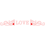 Vector illustration of red hearts and word LOVE