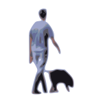 man walking dog