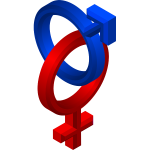 3D style male and female symbols vector clip art