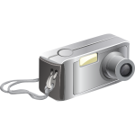 Vector clip art of old digital camera with carrying strap