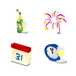 new years icon set