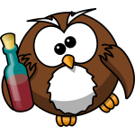 Drunk owl vector drawing