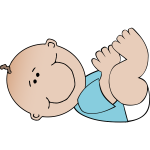 Vector drawing of lying cartoon baby boy