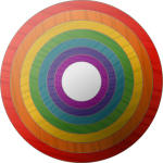 Vector clip art of rainbow button with wooden texture