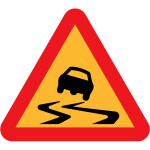 Slippery road traffic symbol vector image