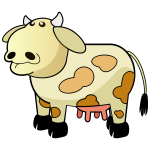 Cartoon cow with brown spots vector illustration