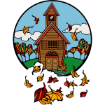 Country school in fall vector image