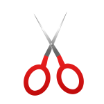 Vector image of wide finger red scissors