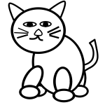 Vector clip art of black and white cartoon kitten