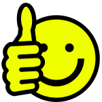 Vector drawing of thumbs/up smiley face