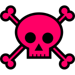 Pink skull death sign vector drawing