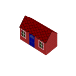 Vector image of red house created with bricks