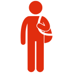 Silhouette vector drawing of man with bag