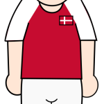 Soccer player wearing jersey of Denmark 2021