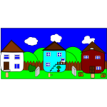 Vector clip art of cartoon street with houses