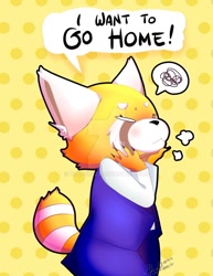 Size: 900x1165 | Tagged: safe, artist:punpun023, retsuko (aggretsuko), mammal, red panda, anthro, aggretsuko, sanrio, 2020, english text, female, solo, solo female, text