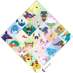 Size: 5000x5000 | Tagged: safe, artist:parclytaxel, absol, amped toxtricity, ampharos, archeops, arthropod, barraskewda, bird, cobalion, cresselia, eeveelution, fictional species, fish, fossil pokémon, furret, garchomp, glaceon, heliolisk, insect, jungle vivillon, kommo-o, lapras, latias, legendary pokémon, lunala, lurantis, mammal, mienshao, ninetales, primarina, reptile, roserade, sandslash, skarmory, spectrier, sylveon, toxtricity, vivillon, ambiguous form, feral, nintendo, pokémon, .svg available, 1:1, :3, absurd resolution, ambiguous gender, ambiguous only, fangs, group, looking at you, open mouth, pokémon's 25th anniversary, sharp teeth, simple background, smiling, starter pokémon, teeth, tongue, transparent background, vector